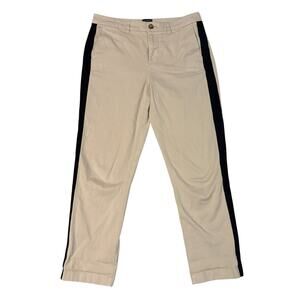 J.Crew High Rise Girlfriend Chino Pants Women 4 Khaki Side Stripe Straight Ankle